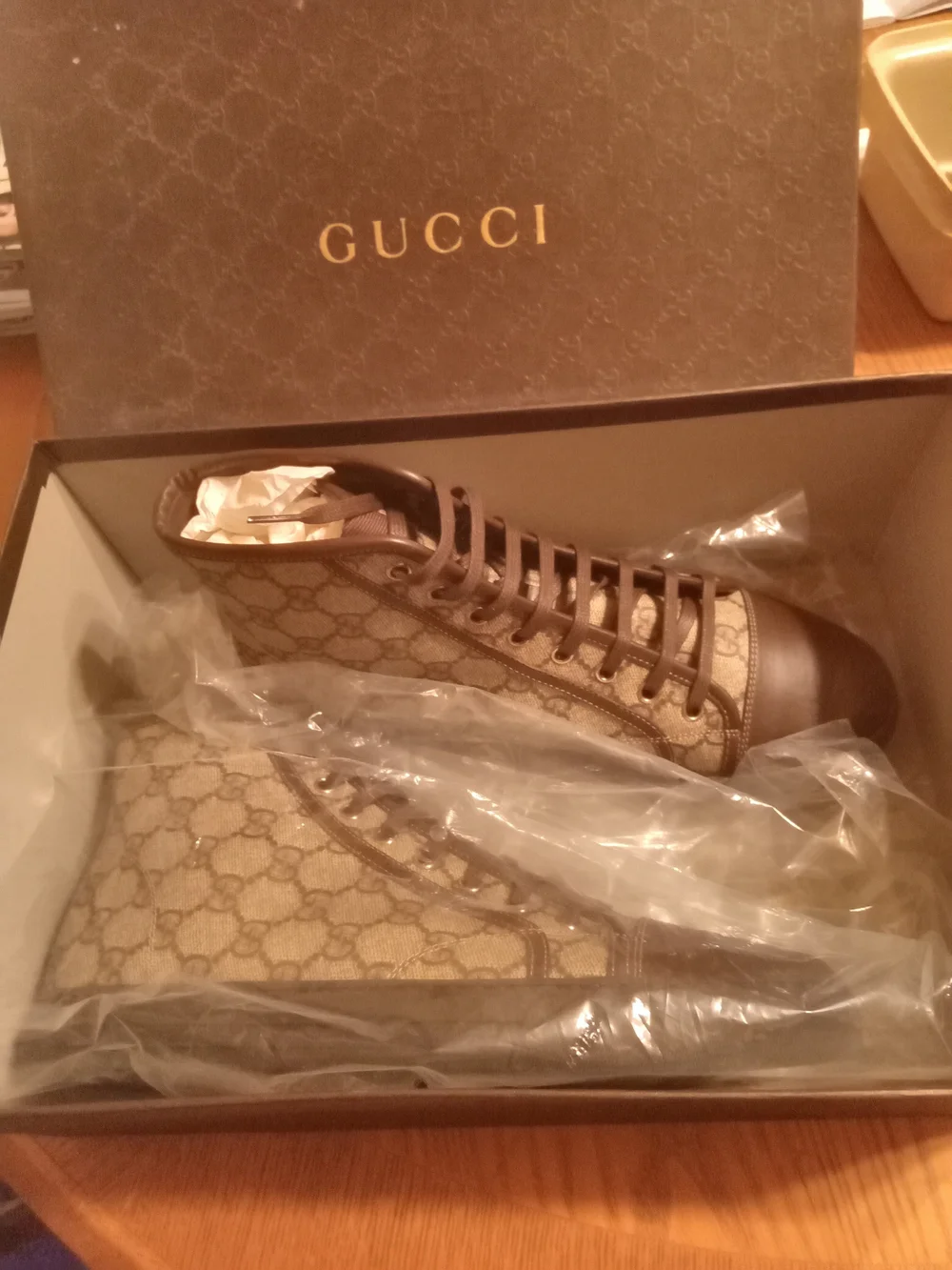 Gucci Brown GG Supreme High-Top Sneaker